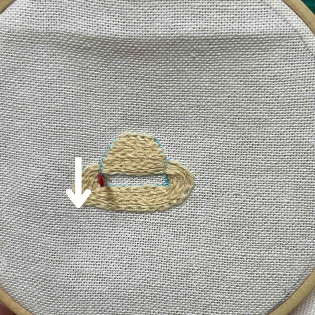 「麦わら帽子」の刺繍のやり方　サテンステッチ