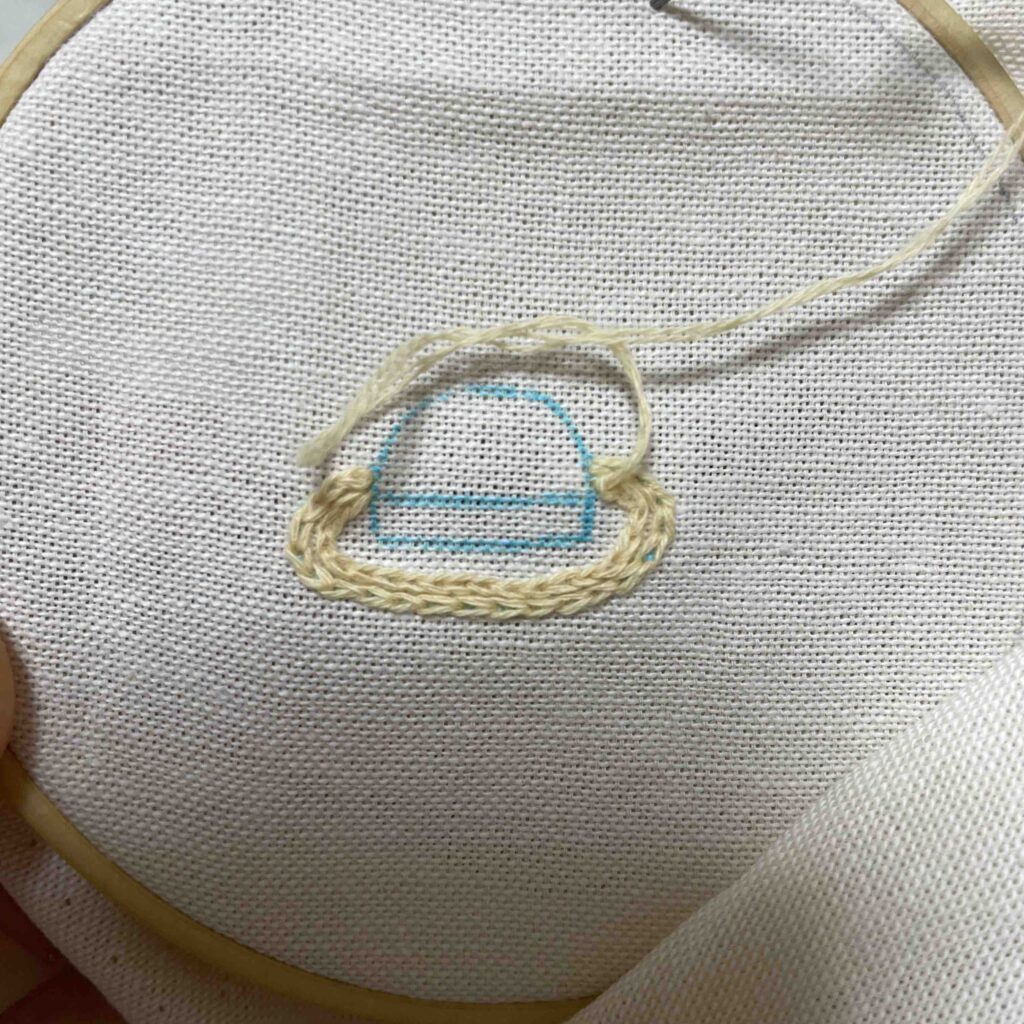 「麦わら帽子」の刺繍のやり方　チェーンステッチの方法